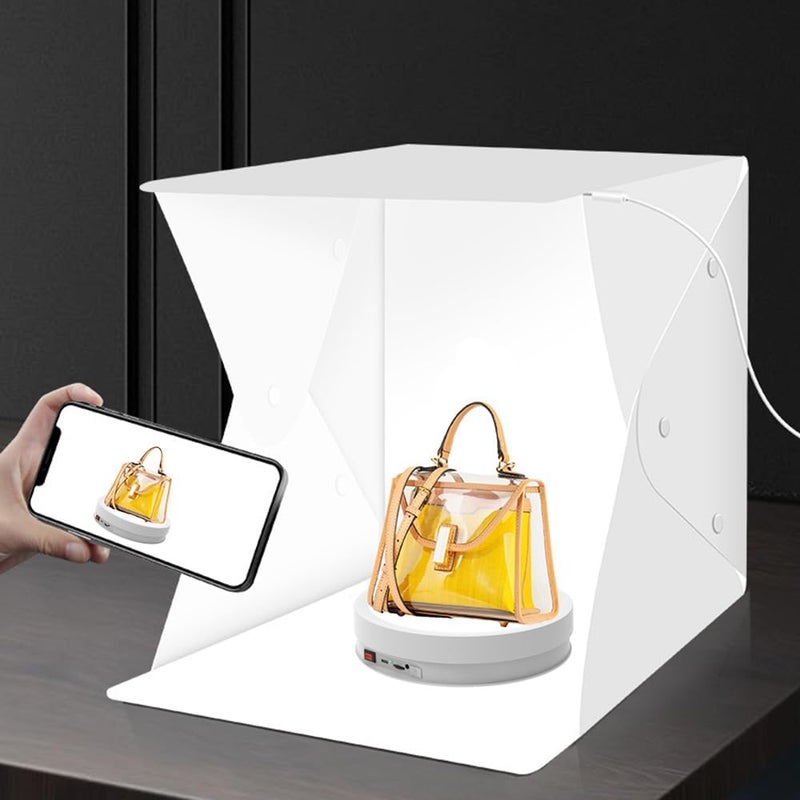 JAYEGT Variety Colors LED Light Non-Slip Rotating Display Stand , 66lbs Load, 360 Degree Photography Turntable for Glass Crystal Spherical Artwork (8.66inch / 6Color LED Light / White /Rechargeable) - Image 3